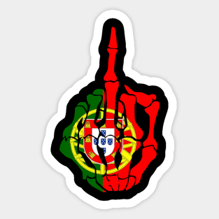 Skeleton Middle Finger Portugal Flag T-Shirt Sticker